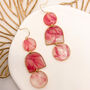 Pink Marble Statement Earrings, Clay And Resin, thumbnail 6 of 9