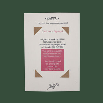 Reusable Eco Friendly Christmas Squirrel Card Blank Inside Or Optional Handwritten Message, 7 of 7