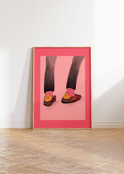 Pink Smile Socks Art Print, Fashion Illustration Print, 4 of 4