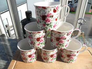 Set Of Six China Palace Mugs In Summertime Chintz Design, 2 of 11