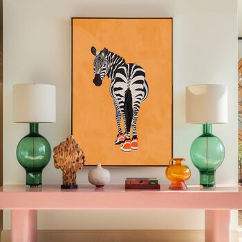 Custom Personalised Zebra Wearing Sneakers Art Print, 4 of 9