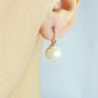 White Pearl Drop Hinged Earrings, thumbnail 1 of 3