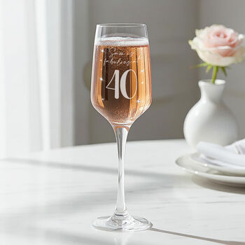 40th Birthday Diamante Champagne Flute With Birthstone Heart Gift Set, 6 of 7