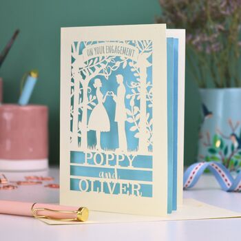 Personalised Papercut Couple Engagement Card, 5 of 7