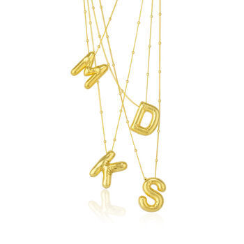 Initial Balloon Letter Necklace Sterling Silver In Gold, 6 of 9