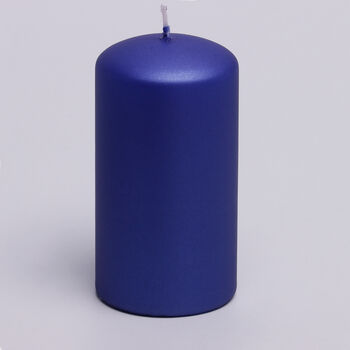 G Decor Grace Indigo Blue Metallic Shine Pillar Candle, 6 of 7