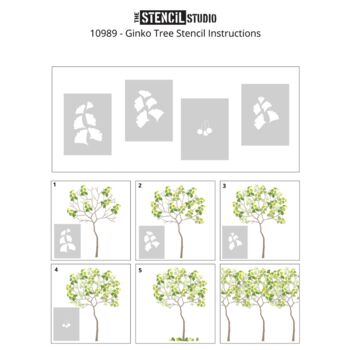 Round Tree With Ginko Leaves Stencil Pack, 6 of 9