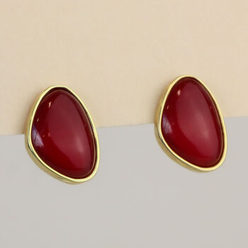 Gold And Red Abstract Shape Stud Earrings Everyday Style, 2 of 3