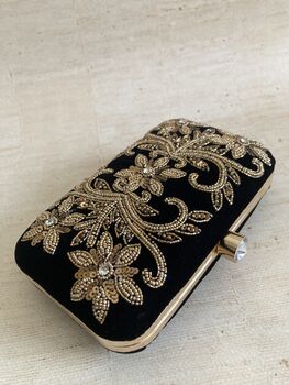 Black Velvet Rectangular Clutch Bag, 6 of 10