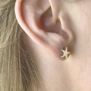 Star And Moon Sterling Silver Stud Earrings, 5 of 6