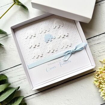 Handmade New Baby Card. Elephant Theme. New Baby Boy, 12 of 12