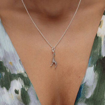 Sterling Silver Giraffe Charm Necklace, 3 of 7