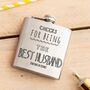 Personalised Best Husband Silver Hip Flask Gift, thumbnail 3 of 6