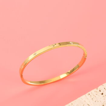 Minimalist Gold Polaris Guiding Heart Bangle Bracelet, 9 of 10