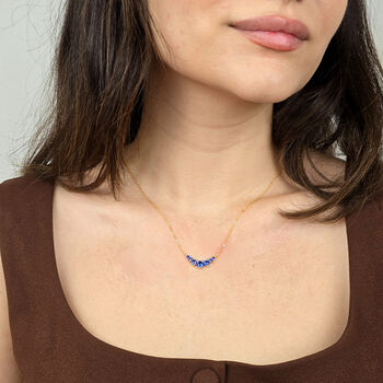 Graduated Round Sappghire Stones Gold Plated Necklace, 2 of 4