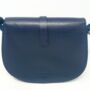 Leather Saddle Bag Loop Closure Crossbody Sam In Navy Blue, thumbnail 6 of 8