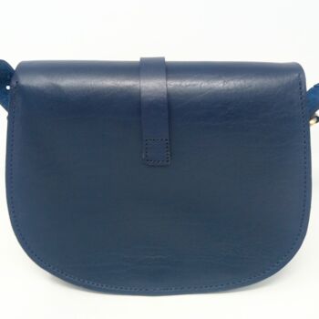 Leather Saddle Bag Loop Closure Crossbody Sam In Navy Blue, 6 of 8