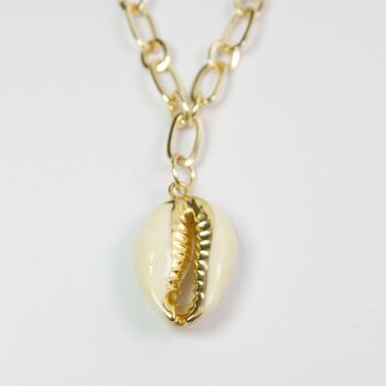 Cowry Shell Charm Pendent Gold Plated Chain Necklace, 3 of 5