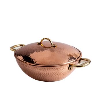Solid Copper Stew Pot With Lid And Brass Handles, Tin Lined Inside, 4 of 5