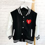 Personalised Varsity Girls Jacket With Heart And Name, thumbnail 3 of 4