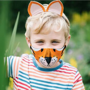 Kids Cotton Animal Face Mask With Ears, 3 of 8