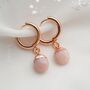 Pink Opal October Birthstone Hoop Earrings, thumbnail 1 of 11