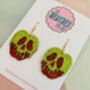 Poison Apple Glitter Statement Earrings / Dark Fairytale Jewellery Small Sparkly Evil Queen Earrings / Spooky Jewellery, thumbnail 7 of 8