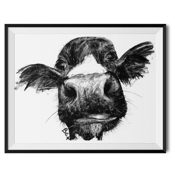 Cow Charcoal Fine Art Giclée Print, 2 of 3