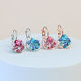 Blue Or Pink Crystal Circle Drop Earrings, thumbnail 1 of 3