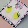 Lemon Citrus Glitter Stud Earrinfs, thumbnail 4 of 4