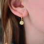 Gold And Turquoise Evil Eye Huggie Earrings, thumbnail 2 of 7