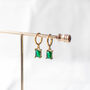 Emerald Green Huggie Earrings, thumbnail 8 of 9