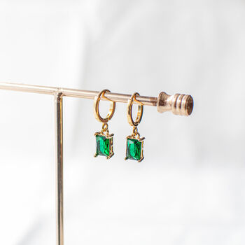 Emerald Green Huggie Earrings, 8 of 9