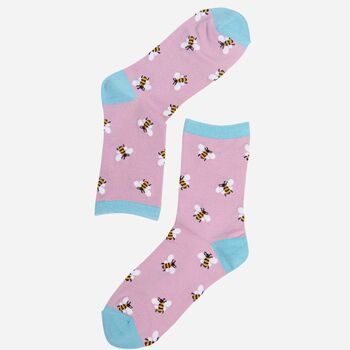 Women's Bamboo Socks Pink Bees, 2 of 2