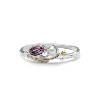 Dainty Pink Tourmaline And Pearl Ring, 2 of 7