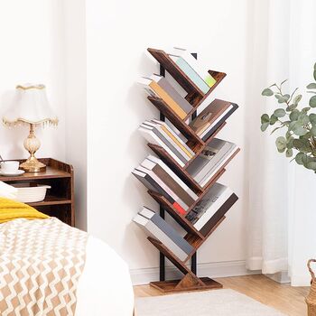 Tree Bookshelf Bookcase Standing Shelf Rack Organiser, 2 of 12
