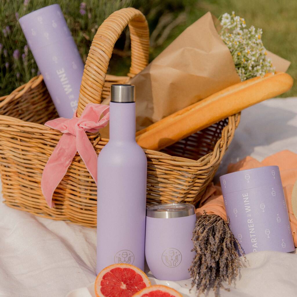 Lavender Insulated Wine Bottle, 1 of 9
