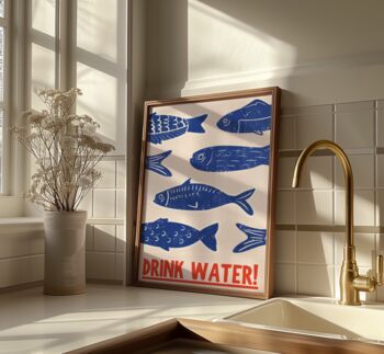 Drink Water Fish Wall Art Print Kitchen Poster, 9 of 9