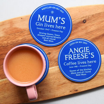 Personalised Blue Plaque Coaster, 4 of 5