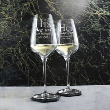 Personalised His And Her Wine Glasses Set, 5 of 6
