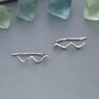 Zigzag Wave Crawler Earrings Sterling Silver, thumbnail 2 of 11