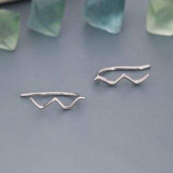 Zigzag Wave Crawler Earrings Sterling Silver, 2 of 12