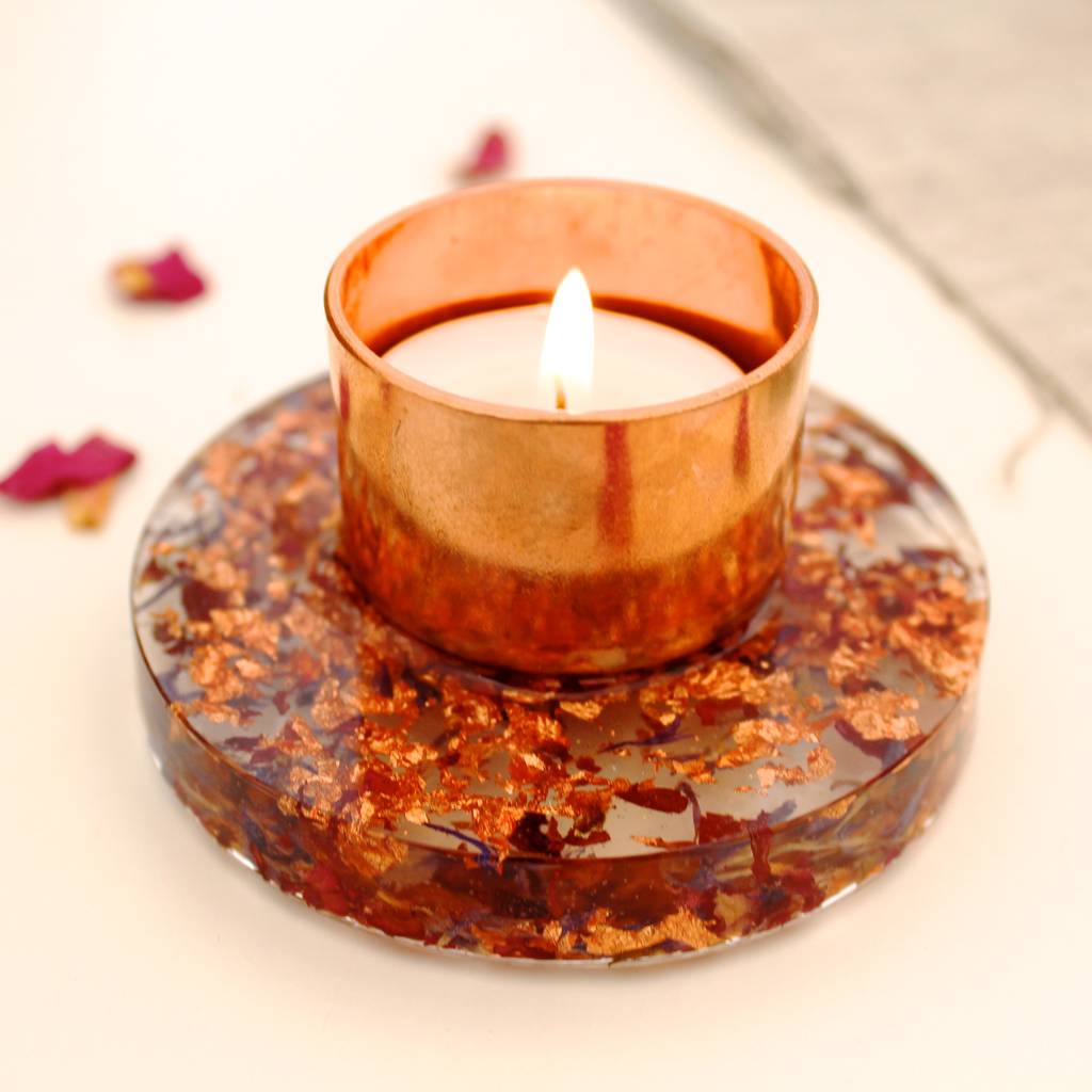 Copper Floral Tealight Holder By The Abstract Bee