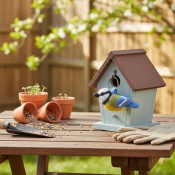 Handmade Felt Fairtrade Blue Tit Keyring, 5 of 6