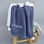 Personalised Knitted Grey Blue Baby Blanket, thumbnail 1 of 11