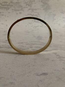 Stainless Steel Engraved Gold Zirconia Bangle, 2 of 4