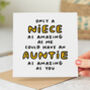 'Amazing Auntie' Birthday Card, thumbnail 1 of 2