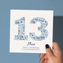 Blue Star Personalised 13th Birthday Card, thumbnail 1 of 5