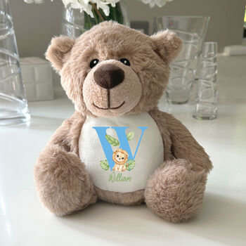 Personalised Animal Alphabet Brown Baby Teddy Bear, 10 of 10