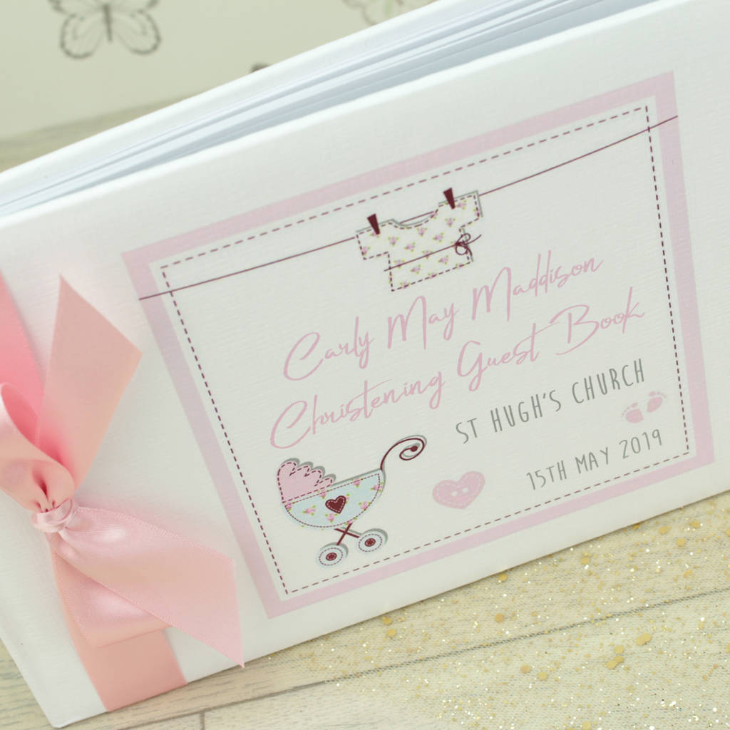 Vintage Printed Christening Guest Book By Love Lumi Ltd
